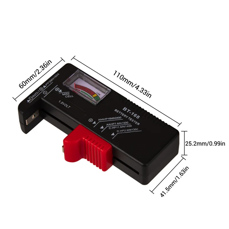 BT-168 AA/AAA/C/D/9 V/1.5 V แบตเตอรี่ Universal แบตเตอรี่เซลล์ปุ่มรหัสสีเมตรระบุ Volt Tester Checker BT168