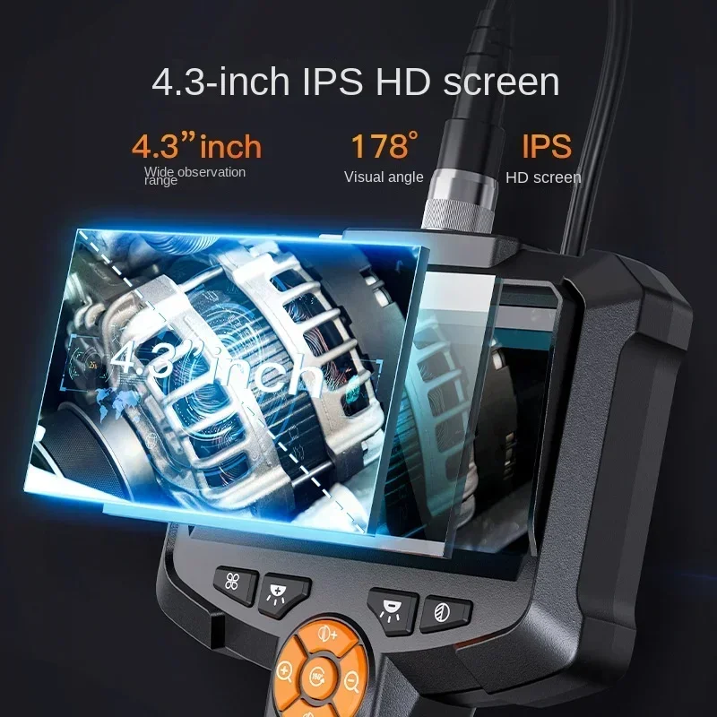 1m 5m 10m hd portátil instrumento de teste automotivo tubo endoscópio câmera endoscópio industrial com tela 4.3 polegada