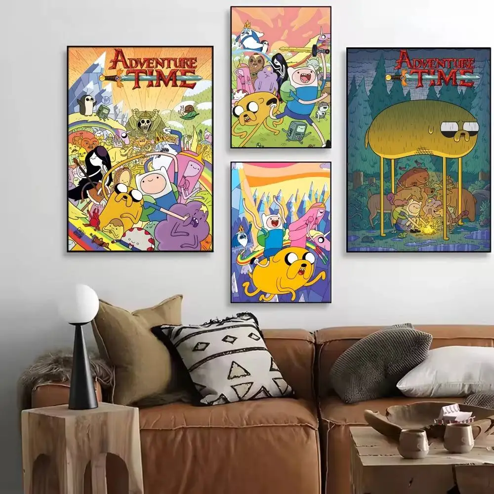 Anime  Posters High Quality Self-adhesive Wall Art Decorations Color Prints A-Adventure Cartoon Time Sticky