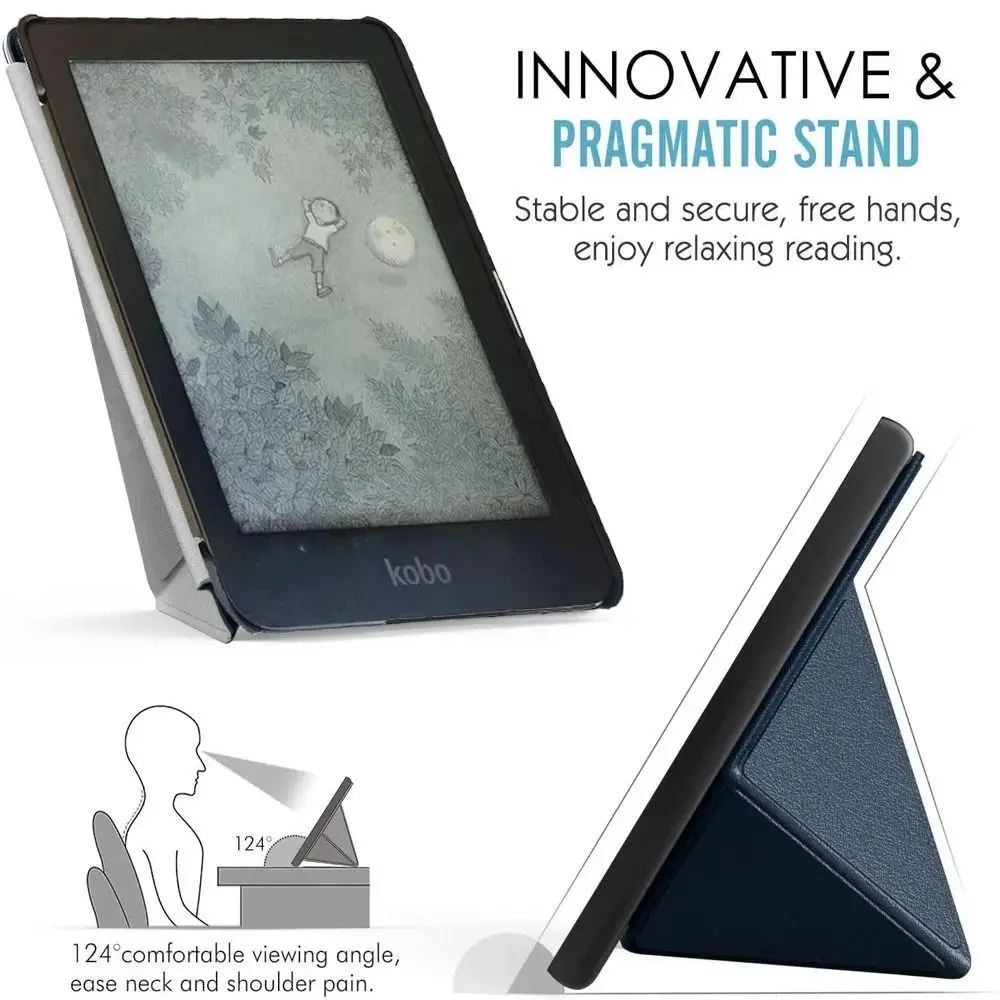 Etui na czytnik e-booków 6 cali Magnetyczne automatyczne budzenie/usypianie Etui na podstawce Folio Skóra PU Odporna na wstrząsy osłona ekranu dla Kobo Clara HD (N249) — zdjęcie produktu 5
