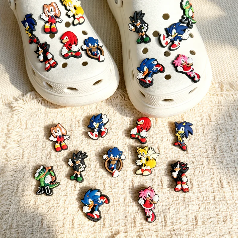 Nuevos adornos para zapatos Sonic Shadow Croc, adornos de la serie de películas Sonic The Hedgehog, decoraciones DIY para zapatos Crocs, regalos coleccionables para niños