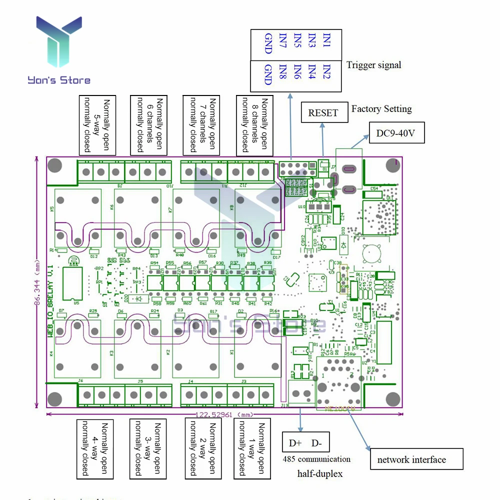 Imagem -04 - Ethernet Rj45 Tcp ip Web Placa de Controle Remoto com Canais Relé Integrado 250vac Lan 485 Controlador Rede Nc1000