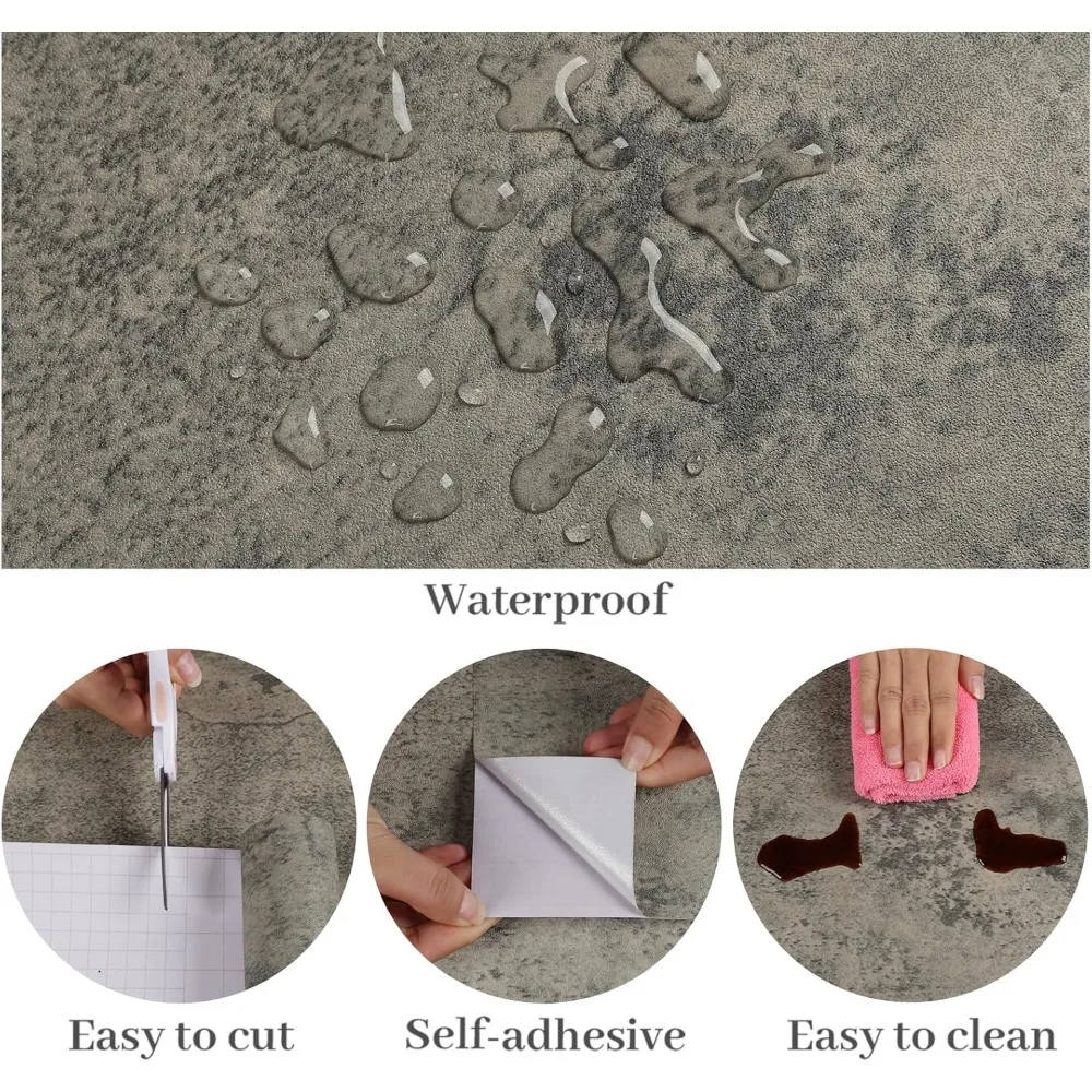 لفة ورق جدران من الفينيل المزخرف بالخرسانة الصناعية - غطاء حائط ذاتي اللصق مقاس 32 × 354 بوصة