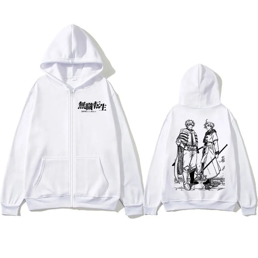 Anime Mushoku Tensei Jobless Reincarnation Rudeus Greyrat Paul Greyrat Zipper Hoodies Herren Damen Zip-Up Sweatshirts Mäntel Jacken – Detail 4