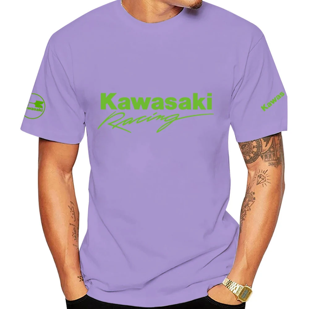 Summer Kawasaki Motorcycle Men T-shirt Summer Short Sleeve Sport Women Tee Shirts  100% Cotton Male sports Clothes Tops