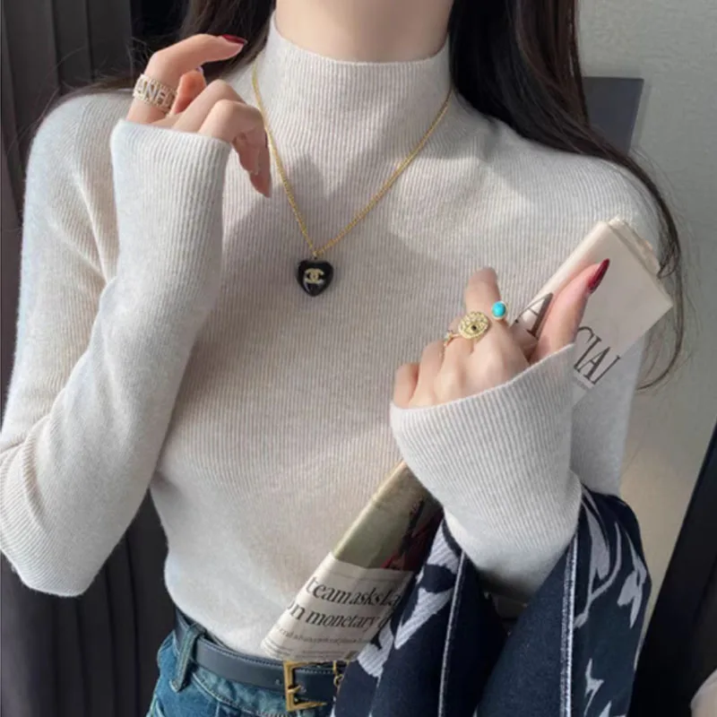 

Вязаный свитер, женские пуловеры, новый белый вязаный свитер с длинным рукавом, пуловер, женские топы, свитера Sueters De Mujer Q1457