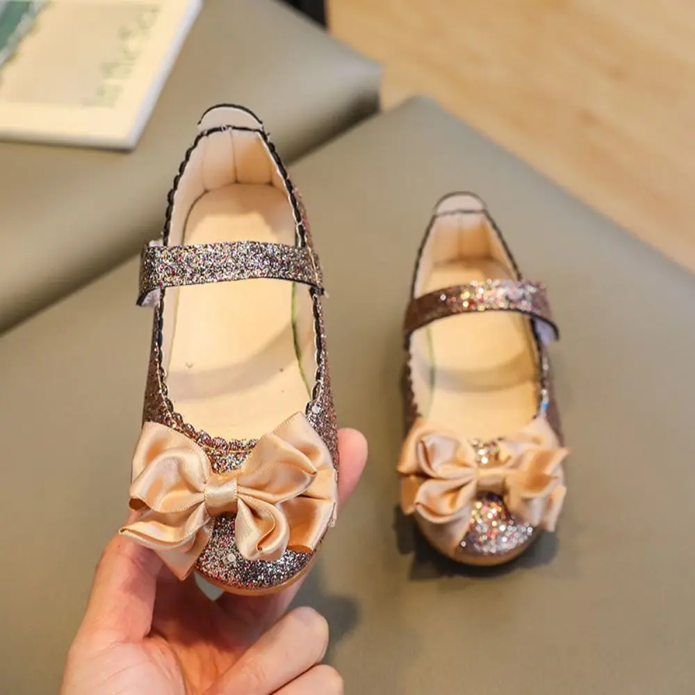 

Princess Glitter Princess Dress Shoes Bow-knot Soft Bottom Dance Party Shoes Non-slip Breathable Leather Shoes Kids