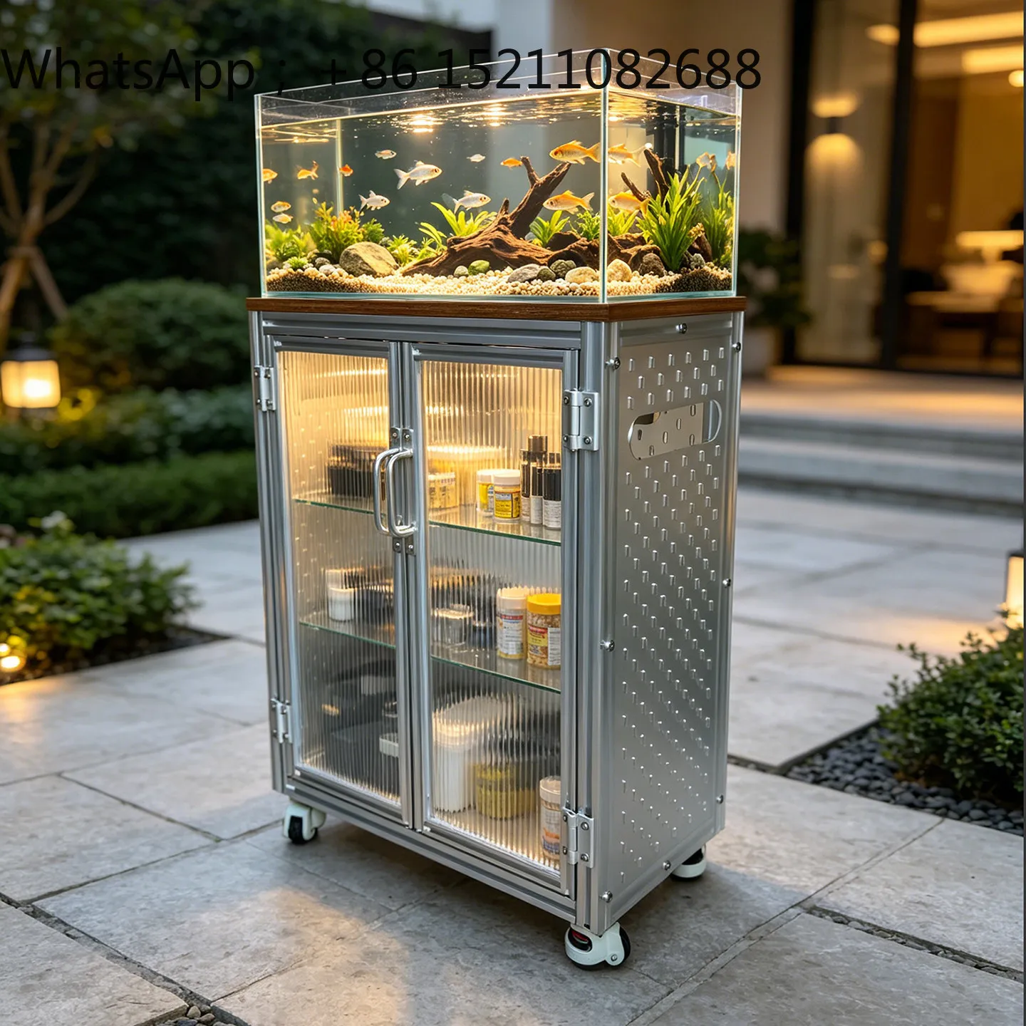 SCY aluminum profile material movable creative acrylic fish tank rack storage side cabinet door dining side cabinet