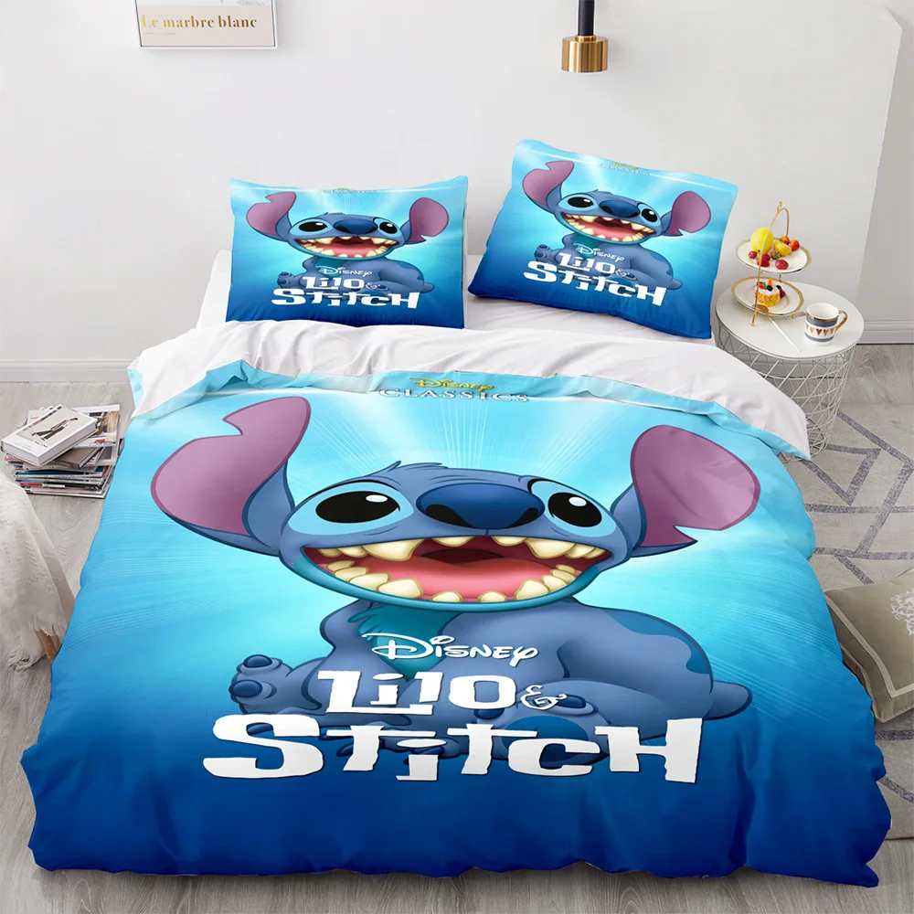 Imagem -02 - Disney Cartoon Stitch Quarto Duvet Cover Decoração do Quarto das Crianças Cama Bonito Fronha de Peças Consolador Define