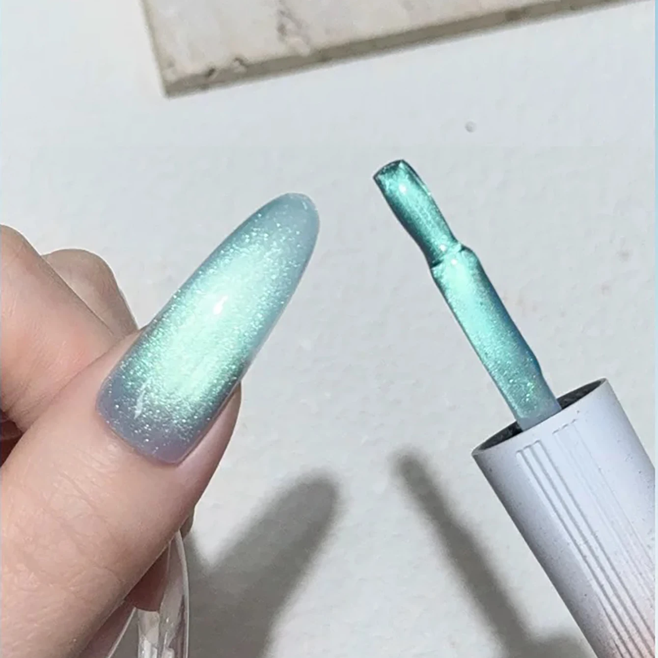 

1pcs WS Summer Nails High-density Ice Transparent Green Glass Bead Cat Eye Gel Nail Polish 2025 Popular Nail Art Nail Supplies