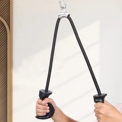Imagen 2 del producto Cuerda para tríceps con asas ergonómicas, cuerda extraíble para tríceps de gimnasio para máquina de cables, sistema de polea, accesorio para cables de cuerda para tríceps