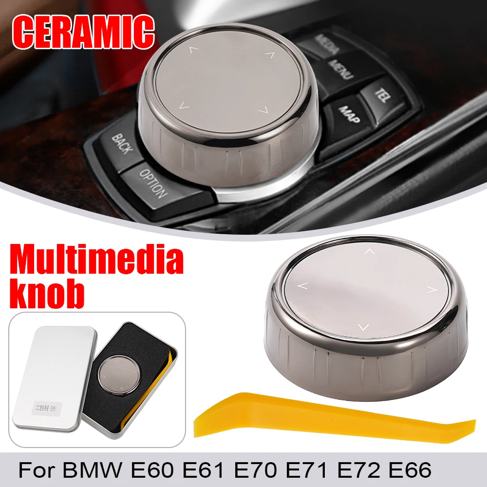 

Multimedia Button Knob Cover Crystal/Ceramic For BMW E60 E61 E70 E71 E72 E66 5 Series X5 X6 Center Control Buttons Switch Knob