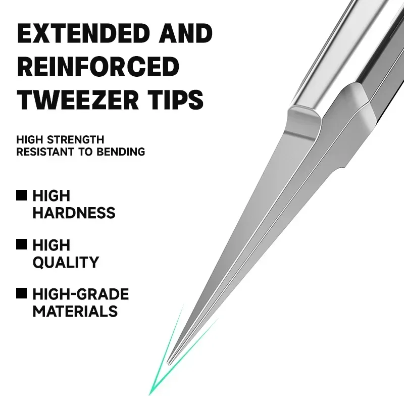 LUOWEI IS-40 Precision Tweezers Non-Magnetic Stainless Steel Ultra Fine Tip High Hardness for Phone PCB IC Chip Repair Work