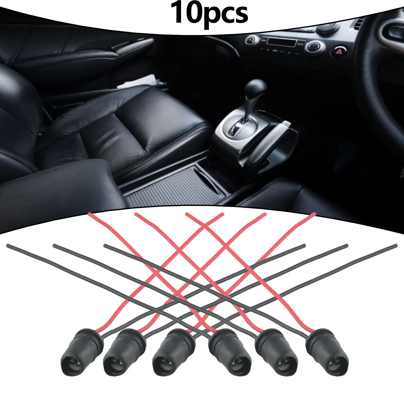 10× T10/W5W Car Wedge Light Bulbs Socket Connector Holder Extension LED Lamp Bulb Base Holder Replacement Car Part