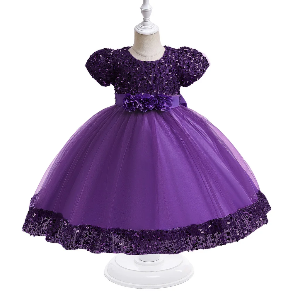 Robe de soirée princesse à paillettes pour filles, robe de Rhen tulle pour enfants, vêtements gonflés pour enfants, robe de Rhformelle, reconstitution historique d'anniversaire, fleur