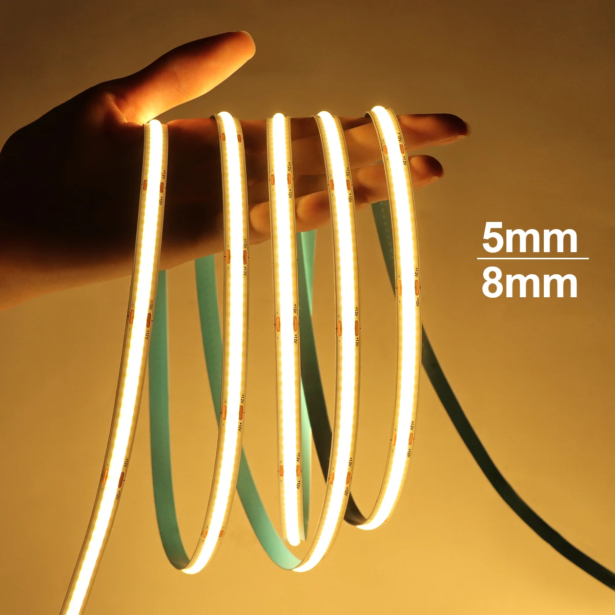 

High Quality 5mm 8mm COB LED Strip Light 5V /12V USB LED Tape Backlight Lamp 1M 2M 3M 4M 5M For Kitchen Under Cabinet Lighting