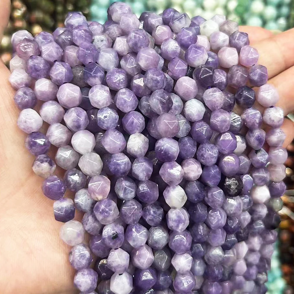 

Natural Purple Cloud Mother Beads 6/8/10mm Cut Circular Amethyst Loose Beads For Jewelry Making DIY Bracelets And Necklaces