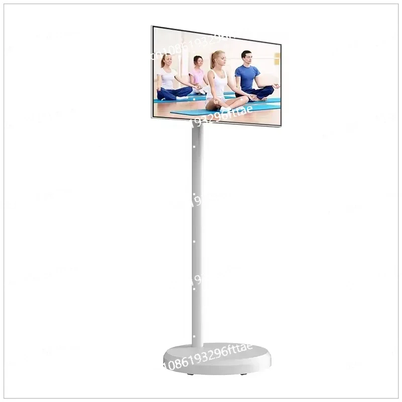 22-Inch TV on Wheels, 1080P Portable Screen Monitor, Android12, Full Swivel Rotation, Built-In Battery