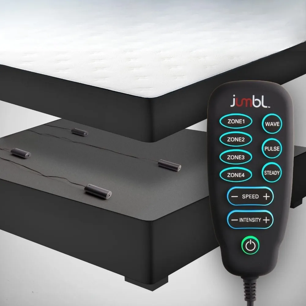 Vibrating Mattress Pad with 4-Zone Massage, 8 Intensity Levels, 3 Modes, Timer Options for Sleep Therapy