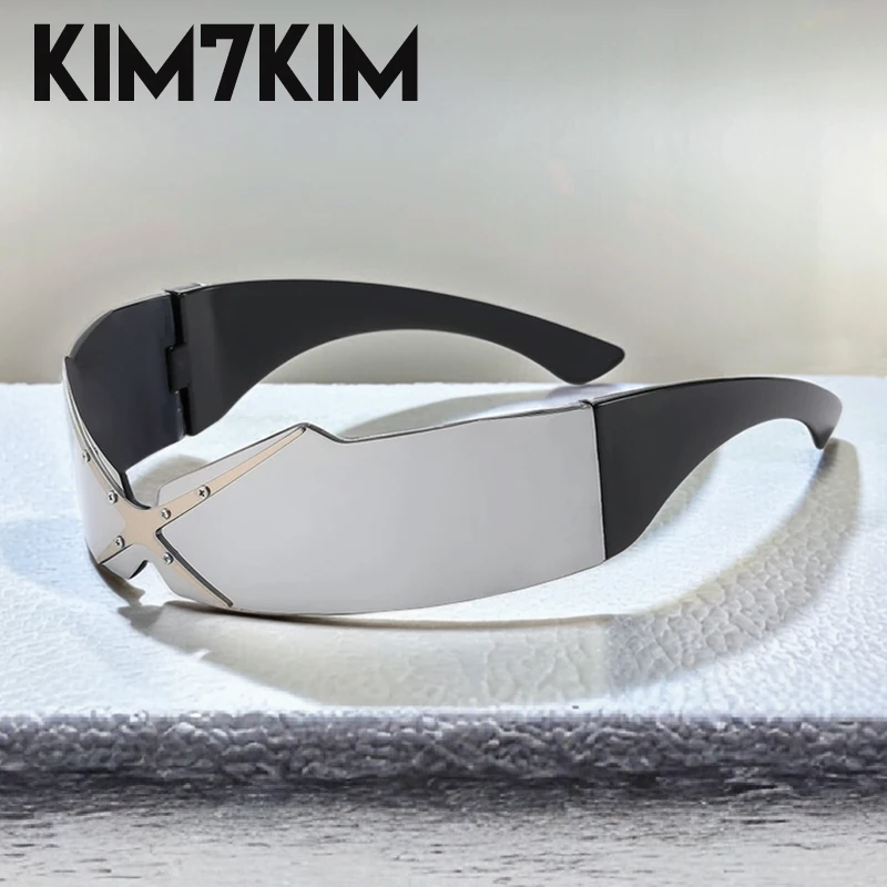 Steampunk Rimless Mask Sunglasses Men Women 2025 Luxury Brand Vintage One-Piece Shield Goggle For Male Y2K Punk UV400 Eyewear