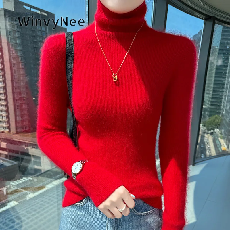 WinvyNee Women Knit Top Mink Velvet Slim Silhouette Brushed Fabric Daily Outfit Plush Touch Modern Casual Wear Apparel ZA1248063