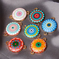 10pcs Mixed Color Enamel Hand of Fatima Evil Lucky Eye Charm Bracelet Connector Handmade Jewelry Making DIY Accessories