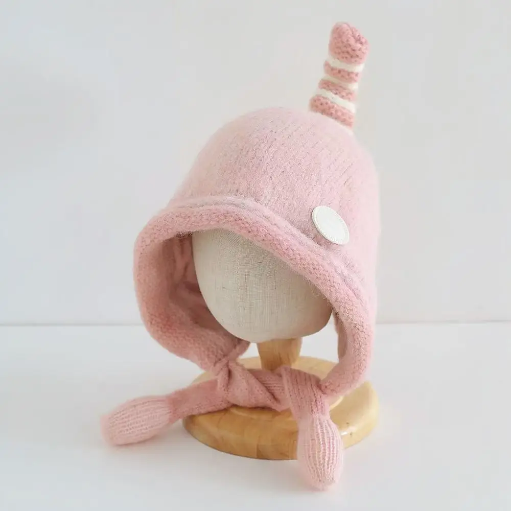 Children Winter Warm Knitted Hat Earflap Beanie Girls Cute Bowknot Crochet Caps Soft Wool Thermal Bonnet For Outdoor Activities