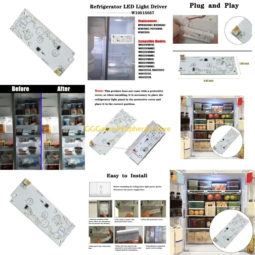

U55B W10515057 3021141 Refrigerator Freezer Main LED Light Driver Board Replaces AP6022533 PS11755866