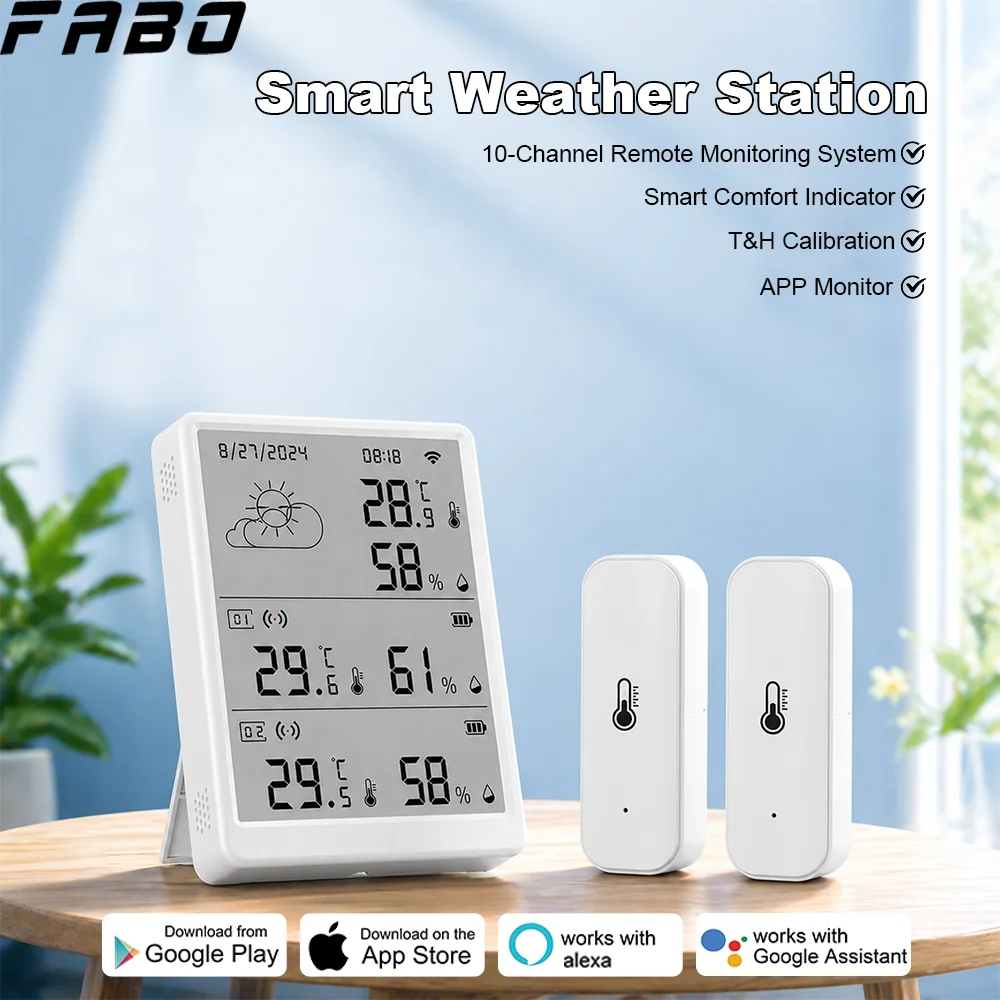 Detector de Clima y Ambiente Tuya WIFI, Kit de Detección de Temperatura y Humedad Ambiente, Gateway Wi-Fi y Termohigrómetro de 433mhz con Alerta por Aplicación