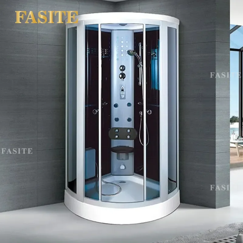 For Arc Fan Integrated Steam Shower Room Acrylic Bottom Basin Integral Bathroom Shower Enclosure with Steam Function Modern