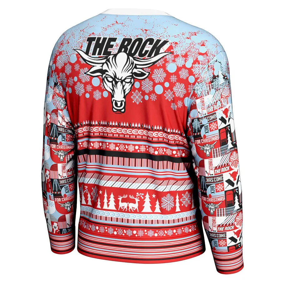 سترة رجالية حمراء The Rock Ugly بسيطة وعصرية ومتعددة الاستخدامات وقابلة للتنفس وممتصة للرطوبة مناسبة لحفلات عيد الميلاد