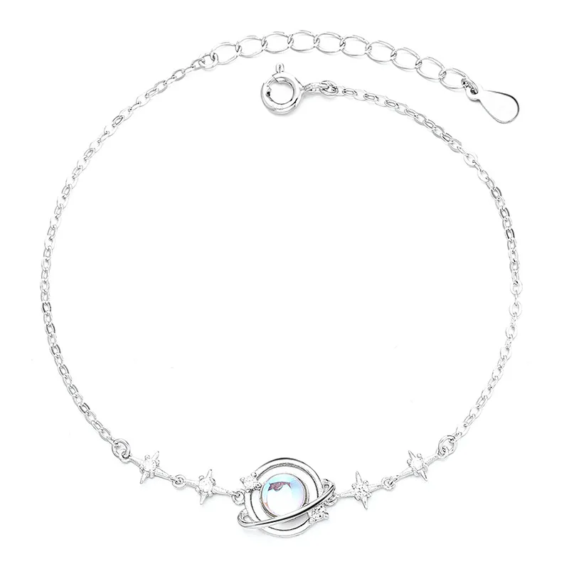 

S925 Sterling Silver Korean Fashion Tassel Drop Necklace Trendy Bracelet Set with Zircon for Party Gift Blogger Ins Wind Style