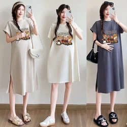 Summer Maternity Dresses Women Side Ruched Pregnany Dress Bodycon Pregnant Clothes Casual Mama Short Sleeve Wrap Baby Showers