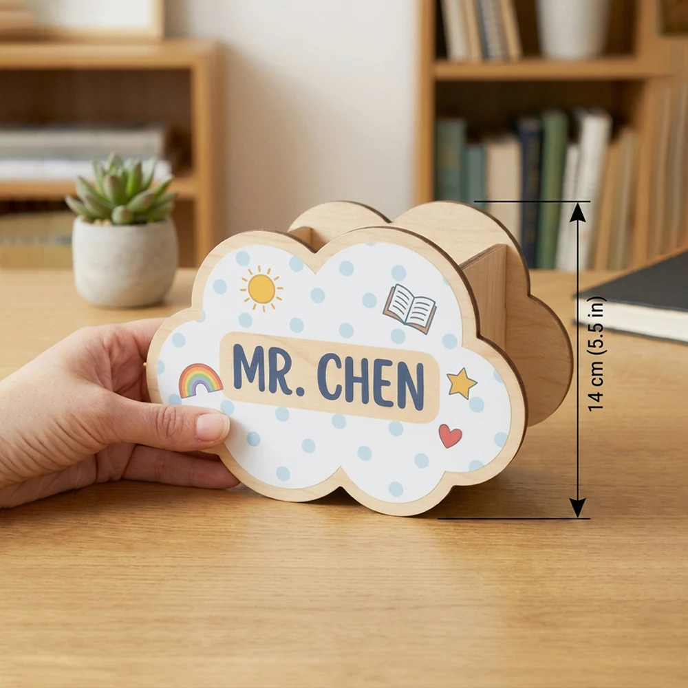 Custom Cloud Shape Teacher Wooden Pen Holder,Teacher Pen Organizer,Teacher Thank You Gift,Back To School,Birthday Present