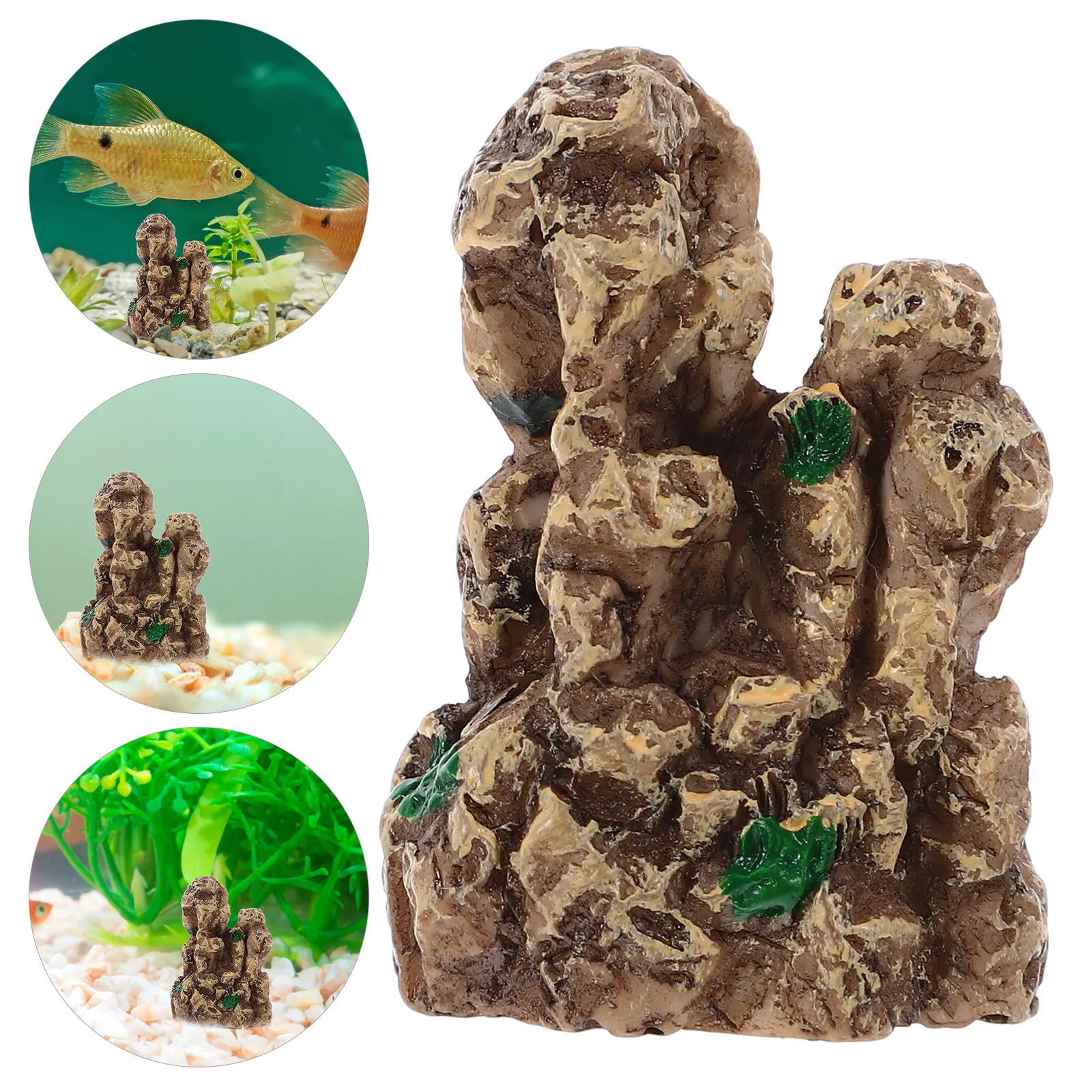 

Fish Tank Rockery Decorations Resin Stone Hideout Aquarium Cave Betta Fish Reptile Crab Garden Simulation