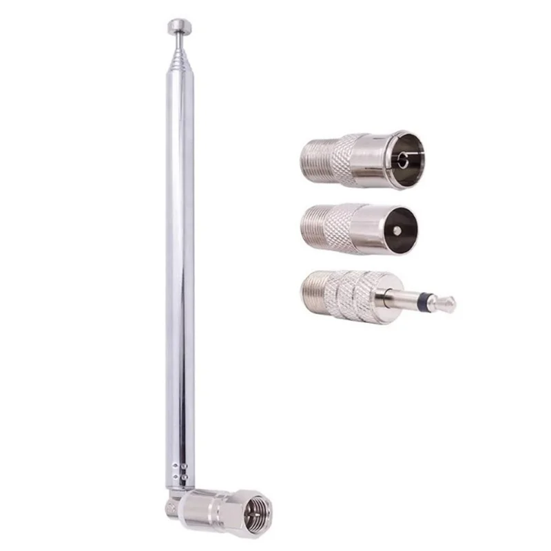 2Set Telescopic FM Radio Antenna Rod Antenna 3.5Mm Adapter MAV Stereo Receiver F Type Male Plug 7 Sections Antenna-Y47A