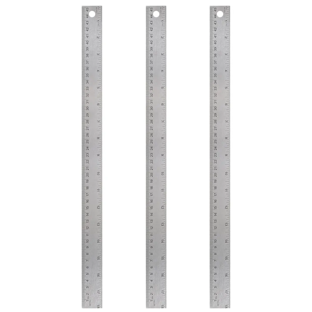 

3pcs Stainless Steel Cork Backing Rulers Multi-Function Portable Measuring Ruler Shockproof Wear-Resistant For Students