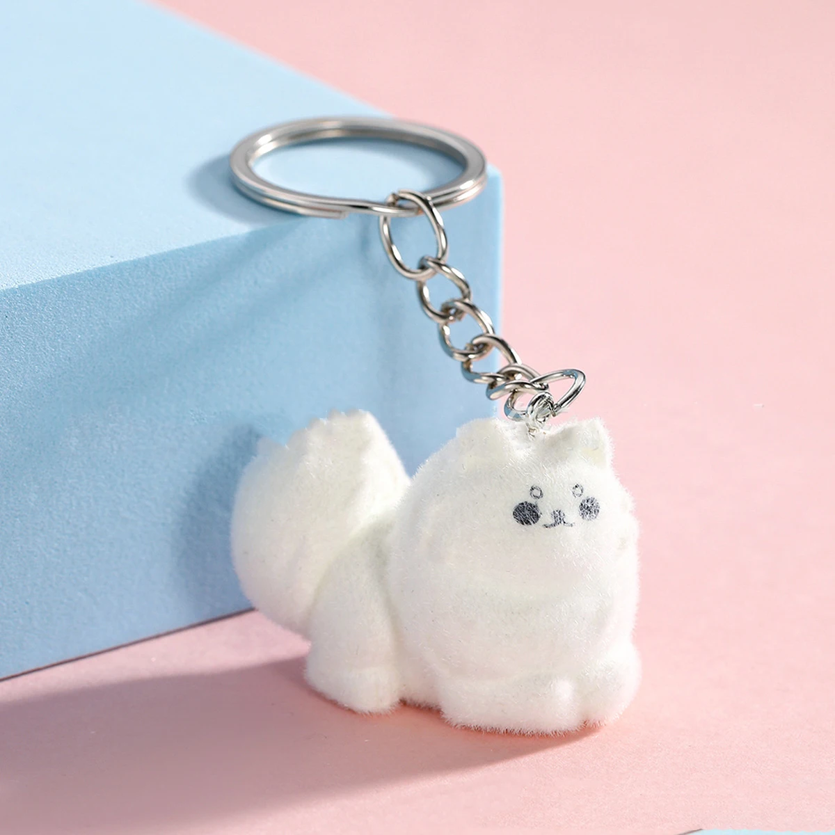 الكرتون ثلاثية الأبعاد يتدفقون الكذب الكلب المفاتيح لطيف الاستلقاء جرو الحيوان كيرينغ قلادة DIY بها بنفسك ظهره السحر حقيبة السيارة ديكور لعبة الهدايا