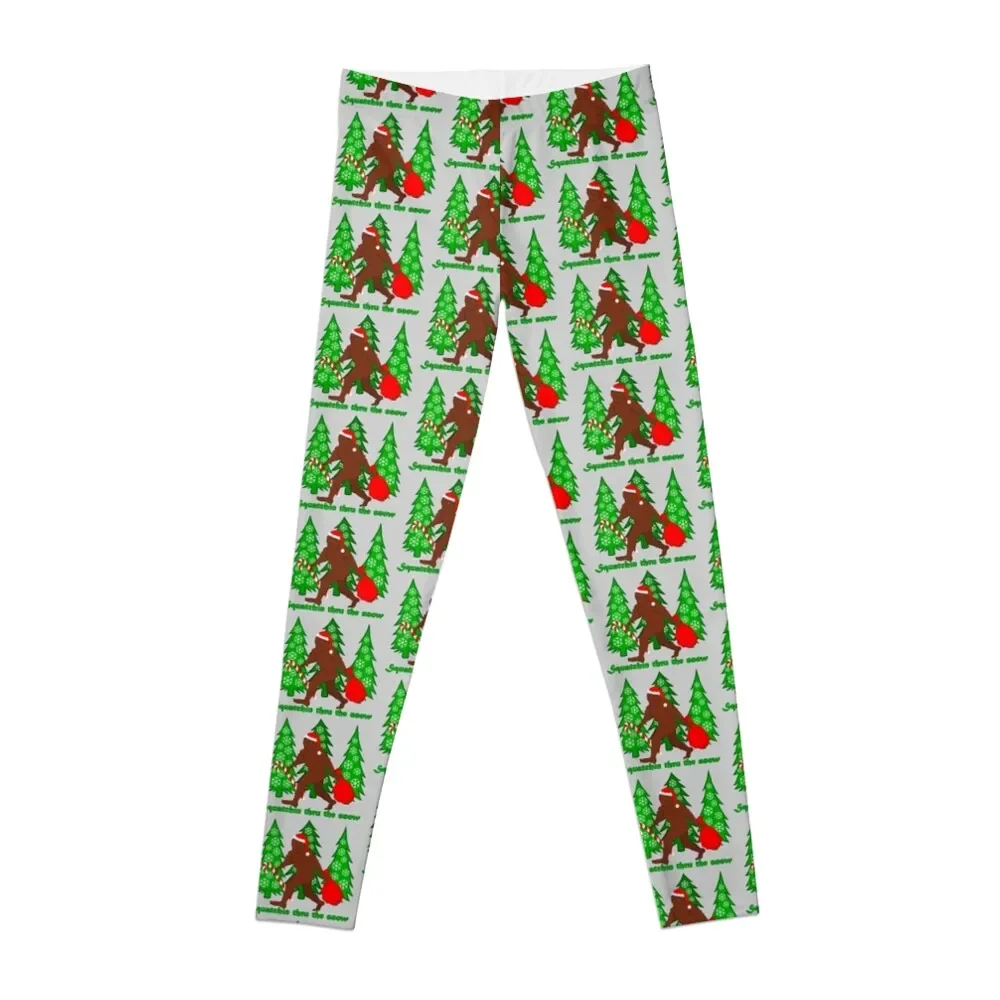 

Squatchin Thru The Snow Funny Christmas Bigfoot Leggings sportswear for gym Women's high waist Womens Leggings