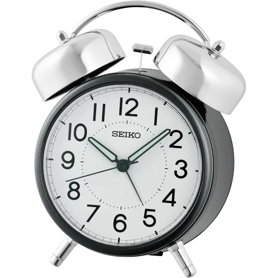 

Retro Modern Bell Non Ticking Alarm Clock Black