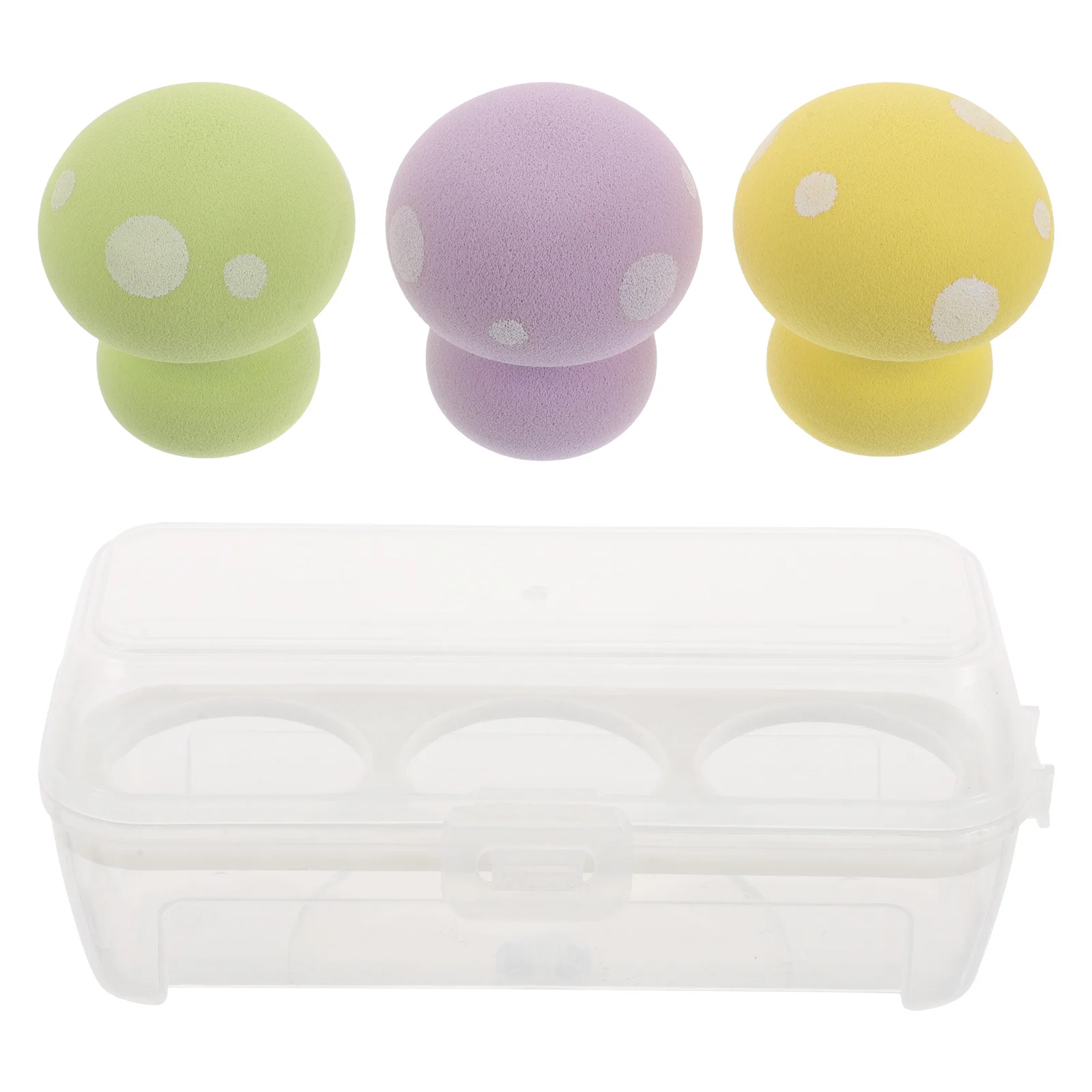 Esponja de maquillaje de setas, aplicador de polvo para base seca y húmeda de doble uso, esponjas faciales gruesas, 3 uds.