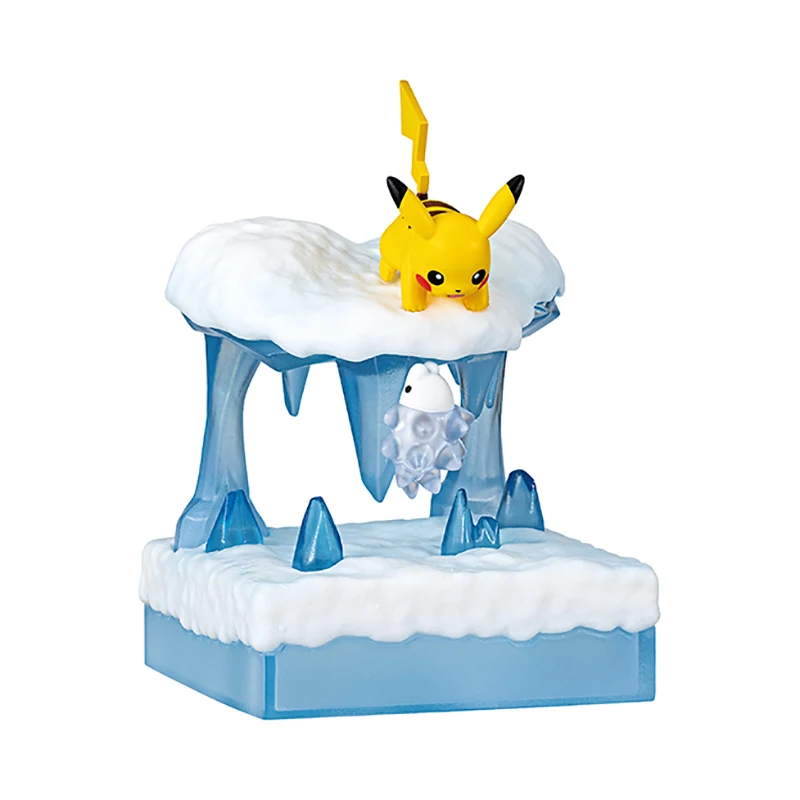 6pcs/set Re-ment Original Pokemon World P3 Extreme Frozen Snow Field Chapter Pikachu Eevee Cubchoo Action Figure Model Toys Gift