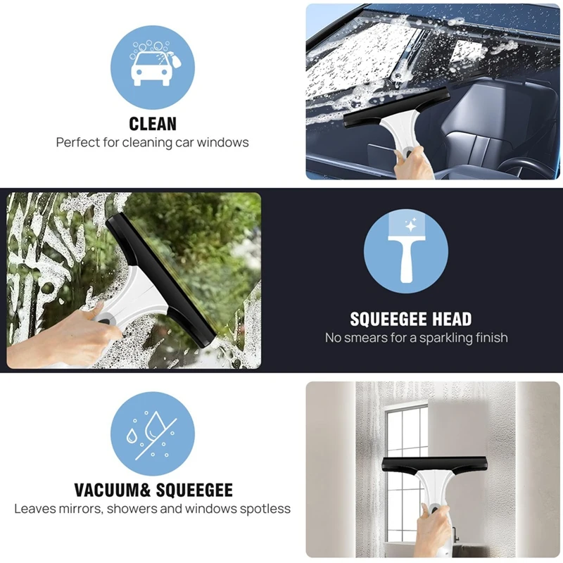 Cordless Window Vac, Rechargeable Window Vacuum Cleaner With Squeegee Head, 150Ml Water Tank, Light Weight