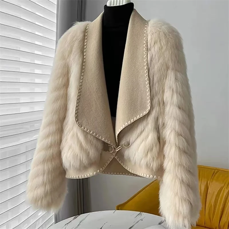 Autumn Winter 2025 New Style Resemble Furs Fur Coat Female Short Paragraph Double-sided Tweed Korean Fashion Cardigan Tops