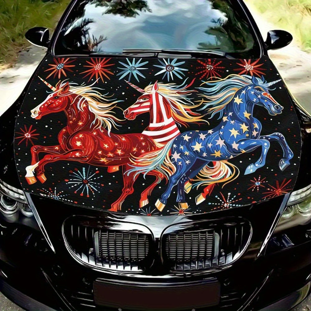 

Unique Horse Graphic Featuring American Flag Elements Car Hood Decal Stickers Wrap Vinyl Film Engine Cover Decals Sticker Car Ho