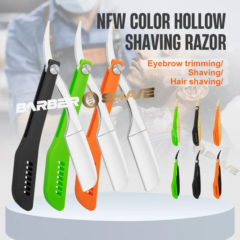 

NEW Manual Barber Razor Hollow Handle Design Folding Shaving Razor Eyebrow Beard Shave Salon Hairdressing Straight Safety Razor
