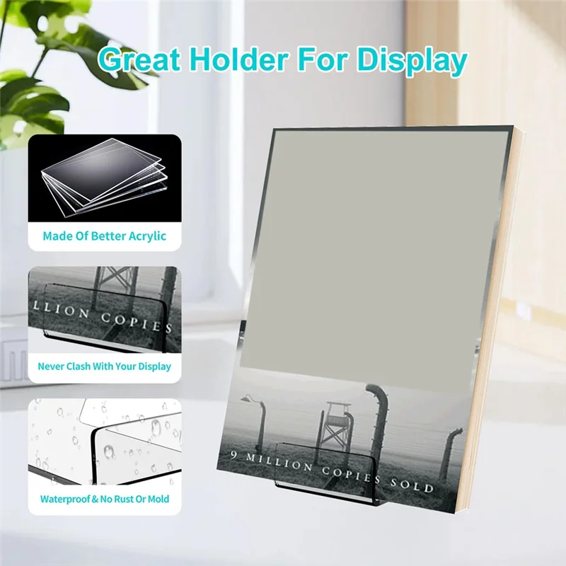 Acrylic Upright Display Stand, 6 PC 4 Inch Clear Display Holder Easel Base Picture Frame For Home Office School Store-[A002]