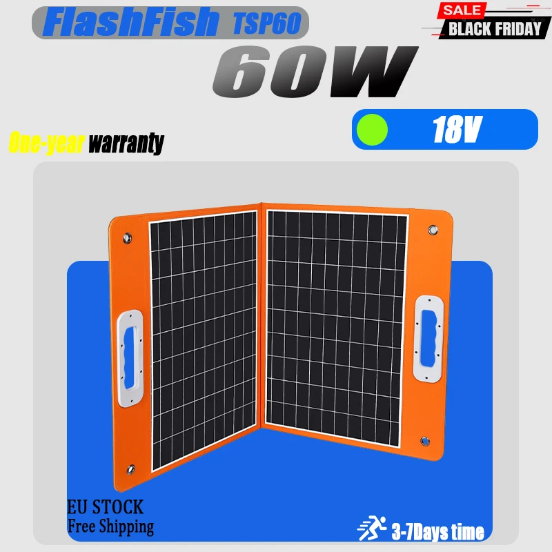 FlashFish TSP60/100 panneau solaire QC3.0 panneau photovoltaïque pliable taux de conversion d'énergie 23% alimentation étanche extérieure