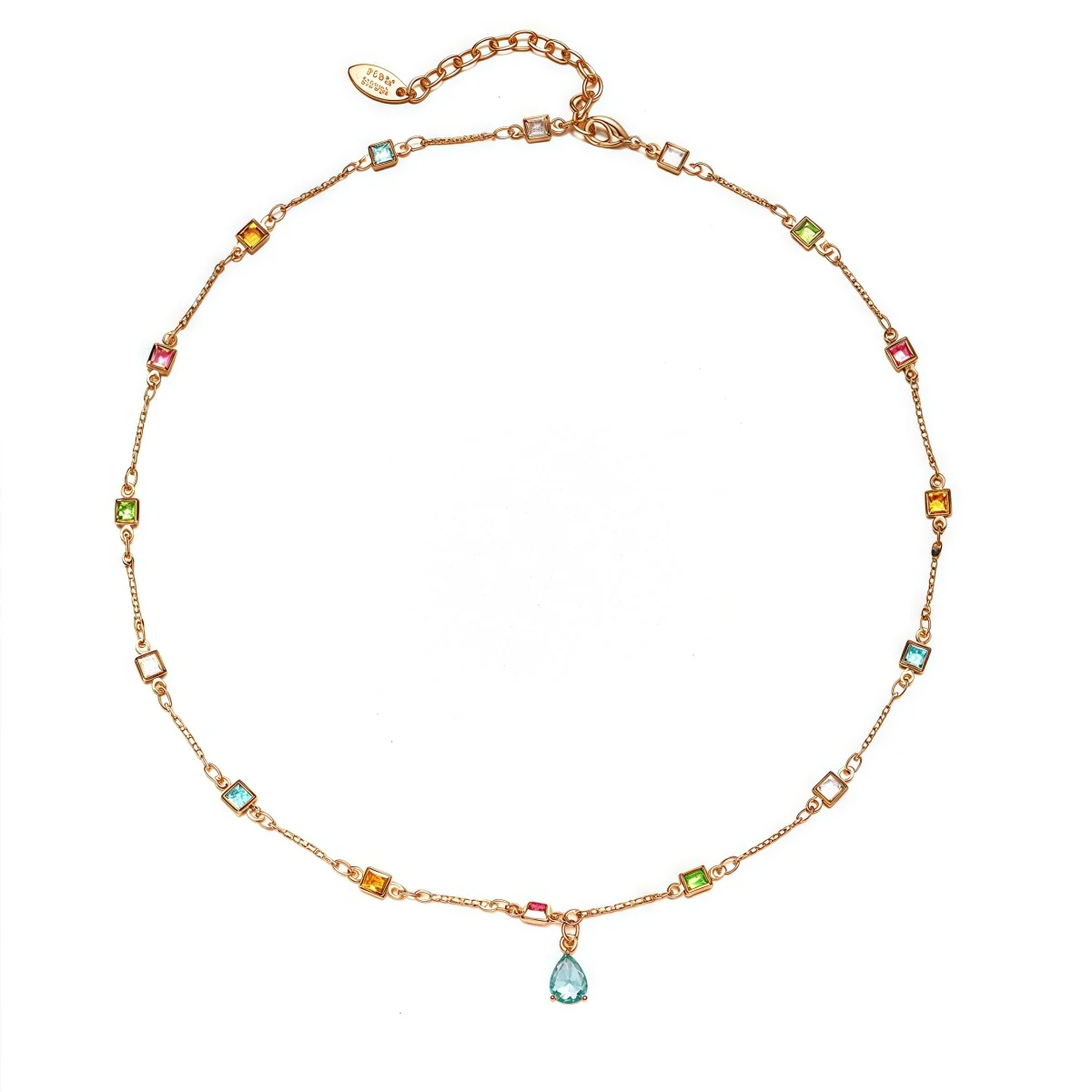 

18K Gold Plated Colorful Zircon Pendant Necklace Personalized Exquisite Designer Designer Luxury Jewelry for Woman