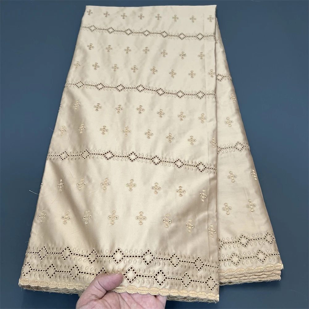 

2025 African Nigerian Tulle Lace Fabric for Dress Sewing High Quality Damask Cotton Pure Embroidery Wedding Party hz1366 5Yard